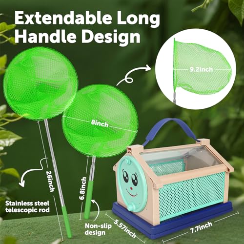 Kids Bug Catcher, Bug Catching Set with Butterfly Net, Insect Toys Collection Box, Insect Habitat, Kids Adventure Set Outdoor Toys-Nature Exploration Set for Kids 3+ Years - color: Insect Catching Kit