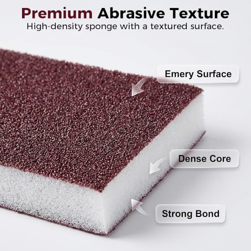 Carborundum Sponge Pads, Heavy Duty Scouring Sponges for Stainless Steel Pans, Reusable Cleaning Scrub Pads, Removes Grease Stains, Kitchen Dish Cleaning Tools (20)