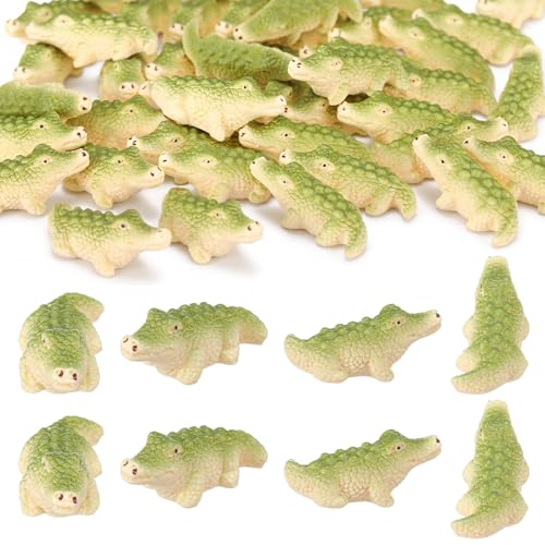 Geelin 50 Pcs Mini Crocodiles Figurines Funny Mini Resin Crocodiles Figurines Small Alligator Figure Resin Tiny Animals for DIY Fairy Garden Landscape Aquarium Desktop Craft - style: Alligator