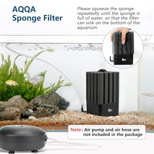 AQQA Aquarium Filter Fish Tank Sponge Filter Whisper Submersible Filters for Aquarium Foam Filter for Freshwater & Saltwater(Medium for 20-110 Gallon) - size: Medium