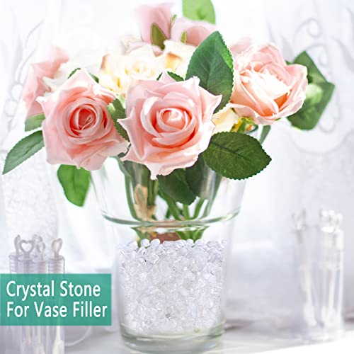 MAIBAOTA Natural Clear Quartz Crystal Rocks Chips Vase Filler Rocks for Succulent Plant Small Fish Tank Aquarium Gravel Decorative Pebbles Stones(200 gram) - color: White-clear Quartz, size: 0.45 Pound