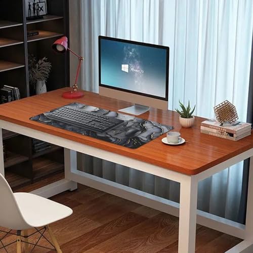 Dark Marble Desk Pad Mouse Pad,Large XL Retro Mouse Mat with Stitched Edges,Non-Slip Rubber Base Mousepad for Office PC Keyboard Laptop and Home Work Desk Mat(27.5X11.8 in) - color: Dark Marble