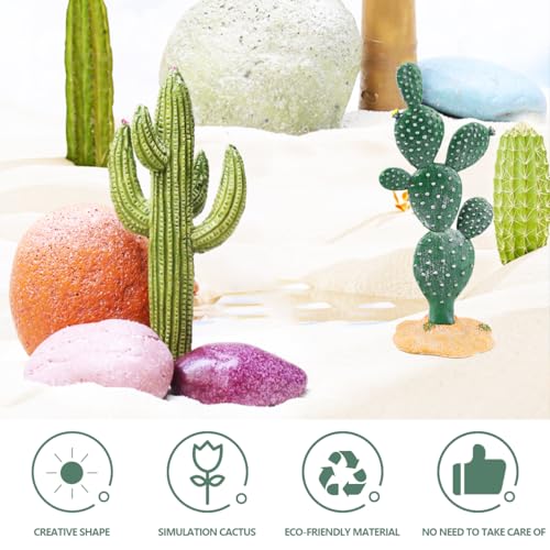 2Pcs Reptile Cactus Plants Terrarium Decoration Faux Reptile Terrarium Cactus Plant Landscape Decoration for Turtle Lizard