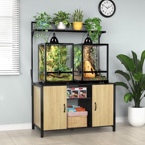 GDLF Reptile Tank Stand Terrarium Stand with Cabinet for Accessories Storage 48" X 24" Tabletop Fits up to 120 Gallon Bearded Dragon, Reptile Terrarium,Turtle Tank,Natural Wood Color - color: Natural, size: 48" x 24"