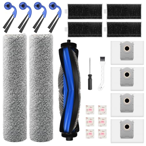 Pure Realm 23 PCS X9 Pro Omni Replacement Parts for Ecovacs Deebot X9 Pro Omni Vacuum Cleaner Parts with 1Roller Brush,2 Mop,4 HEAP,4 Dust Bags,4 Side Brushes,1 Screwdrivers,1 Clean Brush - size: 23pack Accessories Kit for Ecovacs X9/X11 Pro Omni