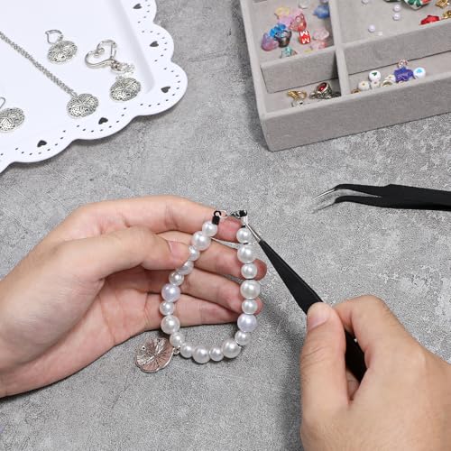 2 Pcs Sticker Tweezers Set, Stainless Steel Craft Tweezer Thin Lash Tweezers Portable Pointed Curved Tweezer for Women Men Making Jewelry Nail Crafts Industrial Electronics