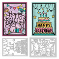 Birthday Cake Die Cuts, Carbon Steel Die Cuts Cutting Dies Frame Stencils Scrapbooking Embossing Template Dies for Birthday Card Making Party Greeting Embossing Invitation Photo Album - style: Birthday Frame