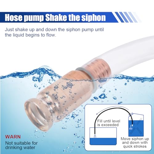 Shaker Siphon Hose for Gasoline, Gasoline Fuel Transfer Pump, Hand Pump Self Priming, 6Ft, 1/2'' Copper Valve Siphon Hose, for Gas Diesel Oil Liquid Water (1.8 m) - size: 1.8 m