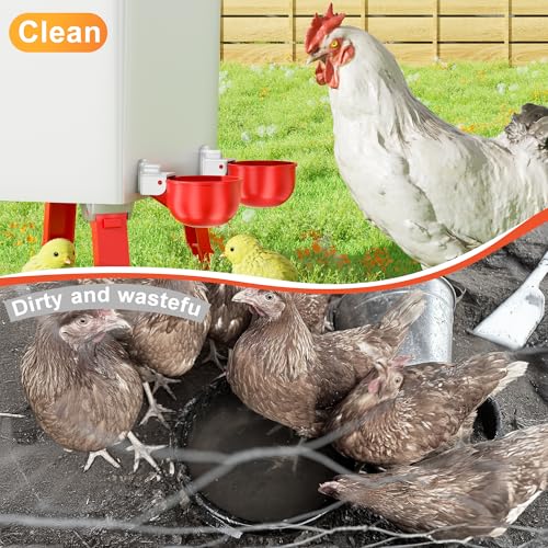 ZenxyHoC Chicken Waterer Cups, 6 Pack Automatic DIY Chicken Water Cup with 3/8'' Hole Saw