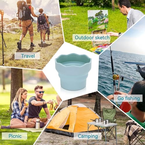 Collapsibles Paint Brush Washer, 2Pcs Collapsibles Water Bucket for Painting Silicone Watercolor Cup Portable Water Cup for Painting