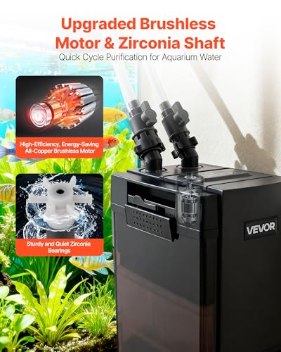 VEVOR 528GPH Canister Filter, 5-Stage External Aquarium Filter with Powerful Pump, Water Circulation Cleaning Machine with Media for Large Fish Tanks and Aquariums Up to 150 Gallons, for Freshwater - size: 528GPH