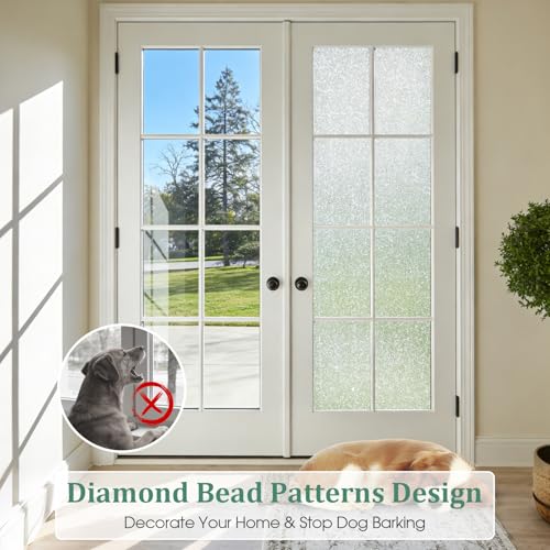 Frosted Glass Window Privacy Film with 4 Tool, Reeded Glass Window Privacy Film Brown