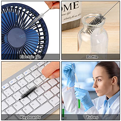 Reusable Straw Cleaning Brushes Bottle Test Tube Long Straw Cleaning Brush Nylon Washing Tool Reusable Bottle Brush in Different Size(White-Black,16 Pieces)