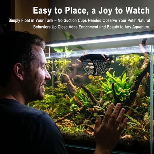 2PCS Floating Betta Hammock Hide & Shrimp Cave, 3D Printed PLA Aquarium Decor Shelter with Built-in Feeding Ring Opening, Safe Resting Spot for Betta, Shrimp & Small Fish (2 Sizes)