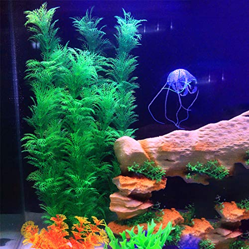 Hamiledyi Aquarium Plants Plastic Decor Fish Tank Green Decorations Plants Ornament Safe for All Fish,Extra Large 23-inch Tall, 2 Pack（Green Style A） - color: Green（style A）