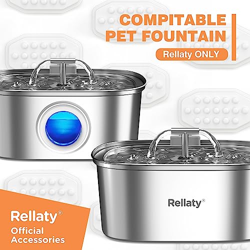 Rellaty Official Cat Water Fountain Filters Replacement & Pre-Filter Sponges for 3.2L/108oz Automatic Pet Fountain Dog Water Fountain (12 Carbon Filter and 12 sponges)