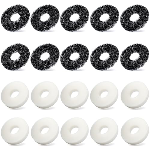 Round Sponge Foam Filter Pads and Carbon Rings Replacement for Biorb Aquarium Accessories, 10Pcs Carbon Pads and 10Pcs Foam Pads