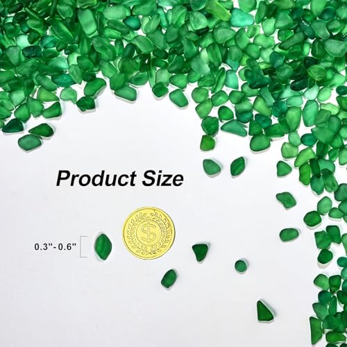 QEQEKAKA Sea Glass Stones for Crafts About 2.75LB (1180g/41.62oz) Green Glass Pebbles Gemstones Bulk for Aquarium Rocks Fish Tank Gravel Green Filler for Vases Centerpieces - color: Green, size: 2.75LB (1185g/41.79oz)