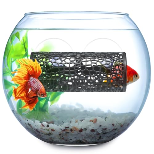 Honeydak 2 Pcs Betta Fish Tank Accessories Black Betta Tunnel Fish Toys Safe Hollow Hammock Cave Aquarium Decor Hideout Tube Shelter with Suction Cups for Small Fish Shrimp Reptile Guppies - color: Black