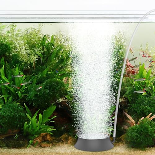 hygger Aquarium Air Stone, Fish Tank Bubbler Aerator with Stainless Steel Base, Oxygen Diffuser for Nano Air Pumps Hydroponics Small Ponds and Fish Tanks - size: 1.6 inch