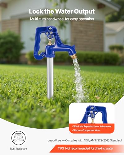 VEVOR Frost Proof Yard Hydrant, 5.24FT Freeze-Proof Outdoor Faucet with 36" Bury Depth, 3/4" NPT Pipe Connection, Lever Handle + Handwheel, No Lead Freezeless Hydrant for Yard Garden Farm Irrigation - style: Rustic