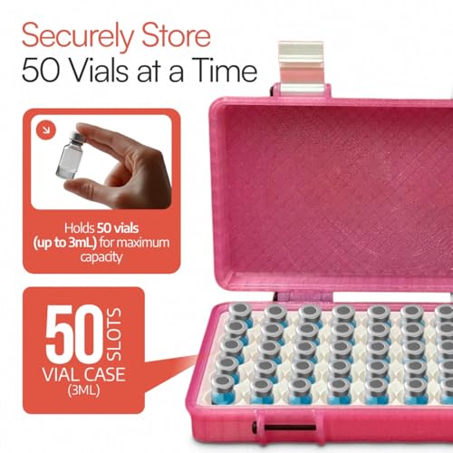 3D Printed Vial Storage Case - Waterproof 3ml Vial Storage Case with 50 Slots - Freezer Safe Hard Shell Essential Oil Case for Home, Fridge, Travel, 16mm Max Diameter, 35mm Max Height - color: Arctic Teal, size: 50 Slots
