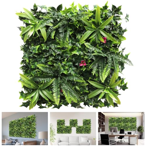 TANG 20"x20"-1PC Artificial Greenery Boxwood Panels Grass Wall Panel, Faux Privacy Fence Ivy Screens Backdrop Fake Hedge for Indoor Outdoor Wedding Décor, Style-7 - color: 20"x20" Panel-7, size: 20"x20"