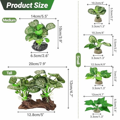 GOZILLA Silk Fish Tank Plants,Reptile Artificial Plant,Reptile Plants for Terrarium,Aquarium Decorations Accessories Set,Resin Driftwood Artificial Silk Aquarium Plant for Fish Tank.(11PCS/D-Set) - color: 11pcs/D-set