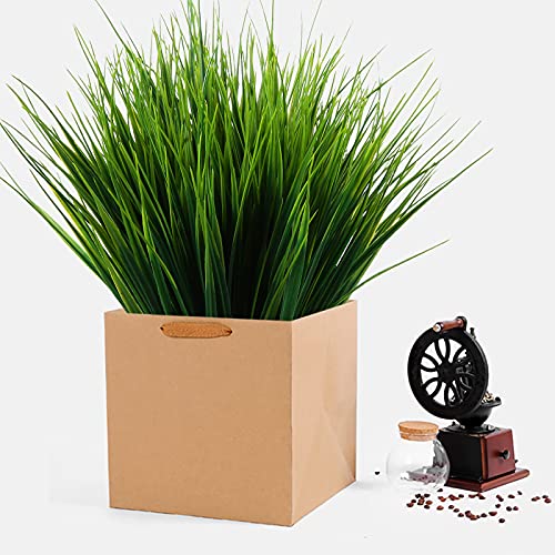 XLFAQXM 8 Pack Artificial Plants Flowers Grass Shrubs No Fade Faux Plastic Flowers Outdoor for Farmhouse Garden Porch Patio Indoor Wedding Decoration Greenery Fake Plants uv Resistant (3#Green) - color: 3#green
