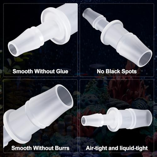 6pcs Hose Barb Reducer Fittings, 3/8" to 3/16" Hose ID Pipe Connectors, Plastic Barbed Joint Splicer Mender Adapter Union for Aquarium Laboratory Food Beverage Processing
