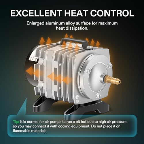 VIVOSUN Commercial Air Pump 634GPH, 25W, 40L/min 6 Outlet for Aquarium and Hydroponic Systems - style: 25W-634GPH