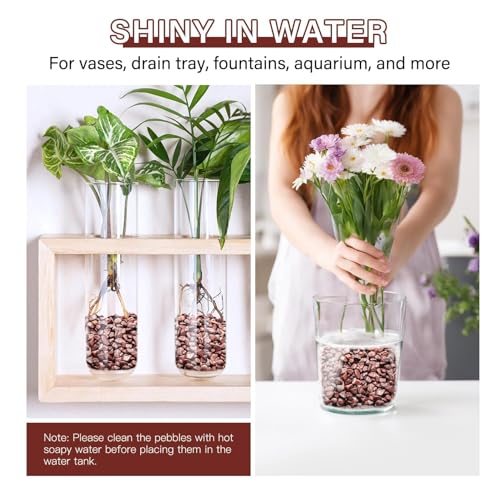 3 lbs Pebbles for Indoor Plants, 3/8 Inch Pea Gravel for Fish Tank, Polished Decorative Rocks for Succulent, Natural River Stones for Vases, Cactus, Landscaping, Bird Bath, Aquarium, Red - color: Red, size: 3 Lb