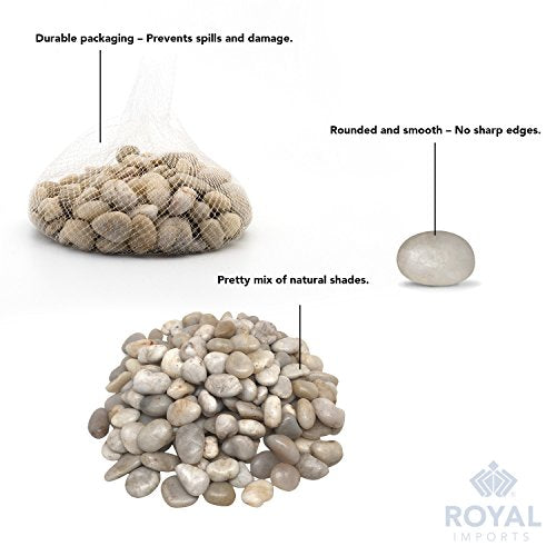 River Rocks Decorative Ornamental Vase Filler 1"-1.5" Light Aquarium Gravel 5 lbs - Landscaping Pebbles for Indoor Plants, Fish Tank Gravel, Terrarium& Home Decor, DIY & Crafting – Royal Imports - size: Medium - 5 lbs, style: Light