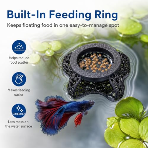 Aquarium Hideout Decor House, Fish Tank Ornament for Small Fish & Shrimp, Floating Cave Decoration for Aquariums(Black)