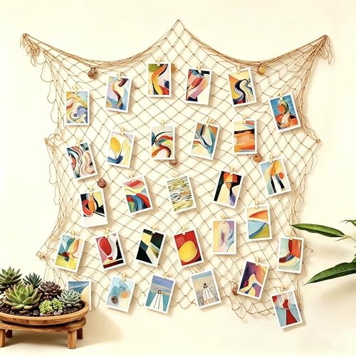 Decorative Fishing Net 1 Pack, 5x10 ft Large Caramel Fish Net Decor for Wall, Photo Display, Nautical Mermaid Pirate Ocean Themed Beach Hawaii Under the Sea Party Decorations - color: Caramel, size: 1 Pcs-5x10 Feet