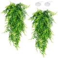 2 Pack Reptile Plants Terrarium Hanging Plant Artificial Leaves Reptile Hide with Suction Cup, Reptile Tank Accessories for Bearded Dragon Lizard Snake Geckos Chameleon