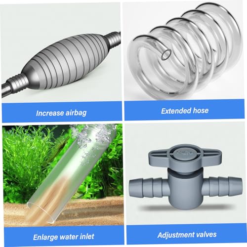 Fish Tank Vacuum Gravel Cleaner Flows Adjustable Fish Tank Siphon with Manual Pump & 3 Different Nozzles Quick & Conveneint Aquarium Water Changer for Home