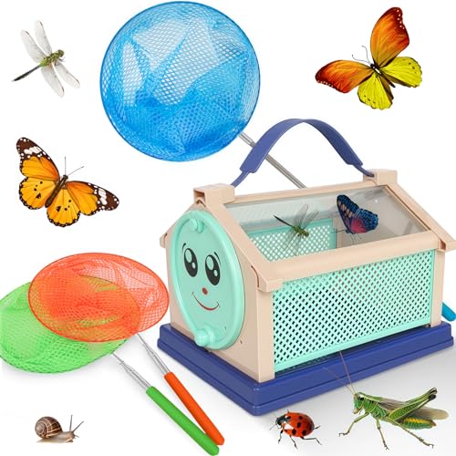 Kids Bug Catcher, Bug Catching Set with Butterfly Net, Insect Toys Collection Box, Insect Habitat, Kids Adventure Set Outdoor Toys-Nature Exploration Set for Kids 3+ Years - color: Insect Catching Kit