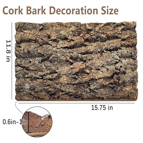 Tfwadmx Thickened Cork Terrarium Bark Background, 11.8"x15.7" Natural Cork Bark for Reptiles Bearded Dragon Climbing Mat Reptile Climbing Wall Terrarium Background Decor for Lizard Gecko Snake - size: 1Pcs 11.81*15.75inch