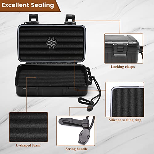 Flauno Travel Cigar Humidor Case - Portable Cigar Box with Humidifier Disc & Cigar Cutter | Waterproof | Airtight | Durable (Holds up to 10 Cigars) - size: Holds up to 10 Cigars