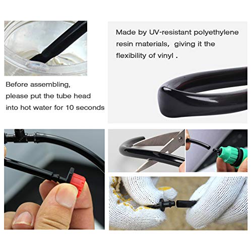 MIXC 200ft 1/4 Inch Black Distribution Tubing Drip Irrigation Hose Garden Watering Tube Line - size: 200FT