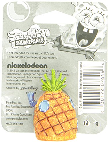 Penn-Plax Officially Licensed Spongebob Squarepants Aquarium Ornament – Pineapple Home (Mini/Small Size) – Perfect for Freshwater and Saltwater Tanks - size: Mini