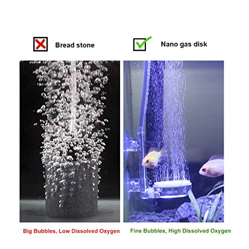 Upettools 1.4inch Aquarium Air Stone Fish Tank Nano Bubble Stone Kit with Control Valve Quiet Super-High Dissolved Oxygen Diffuser Makes Super Tiny Bubbles for Betta Fish & Small Tank