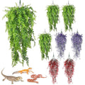 PINVNBY 8 Pack Reptile Plants Terrarium Hanging Fake Vines with Suction Cup Artificial Leaves for Bearded Dragons Lizards Geckos Snake Hermit Crab (4PCS Green, 2PCS Purple and 2PCS Red) - color: 8pcs (4 X Green, 2 X Purple, 2 X Red)