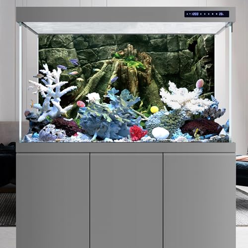 AWERT 72x24 inches Stone Aquarium Background River Bed & Lake Aquarium Vinyl Background Stone Fish Tank Background