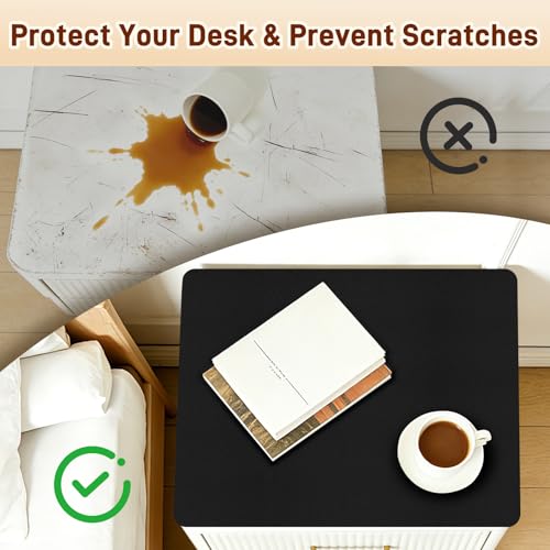 Cuttable PU Leather Nightstand Mat - 15.7x11.8in, Waterproof, Heat Resistant & Non-Slip Night Stand Accessories, Bedside Table Mat, Dresser Protector Top, End Table Cover, Small Desk Mat, Black - color: Black, size: 15.7" x 11.8"