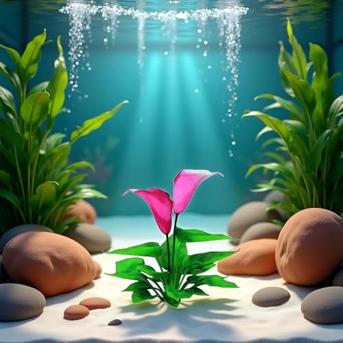 2Pcs Flower Aquarium Decoration Artificial Aquatic Plant Waterweed Craft Silk Plastic Plants ,Artificial Fish Tank Decorations,Used for Household and Office Simulation Hydroponic ,Aquarium Plants