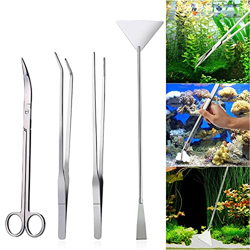 Aquarium Plants Tools, Aquascaping Tweezers Scissor Spatula Tool Stainless Steel Aquarium Tank Aquascaping Tools Set for Fish Starter Kits (3pc/4pc/5pc) (3 PCS) - size: 3 PCS