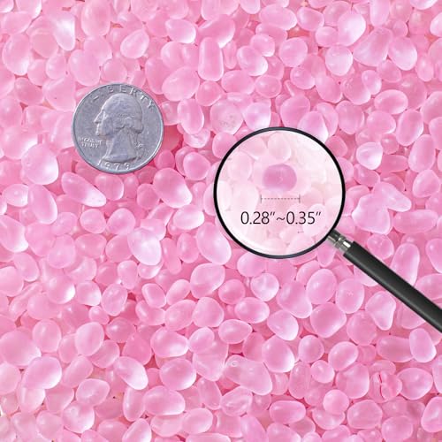 Keedolla Sea Glass Stones Frosted Glass Pebbles Gemstones for Aquarium Rocks, Fish Tank Gravel, Vase Fillers, DIY Crafts - Fluorescent Pink(230g/8oz) - color: Fluorescent Pink, size: 0.5 LB