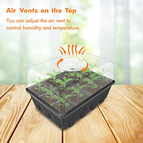 Gardzen 20 Pack Seed Starting Tray, Plant Germination Trays, Seed Starter Kit with Adjustable Humidity Vented Dome for Indoor&oOutdoor Use, Plant Growing Kit 6.6" x 4.5", Total 240-Cell, Black - color: Black, size: 20-Pack